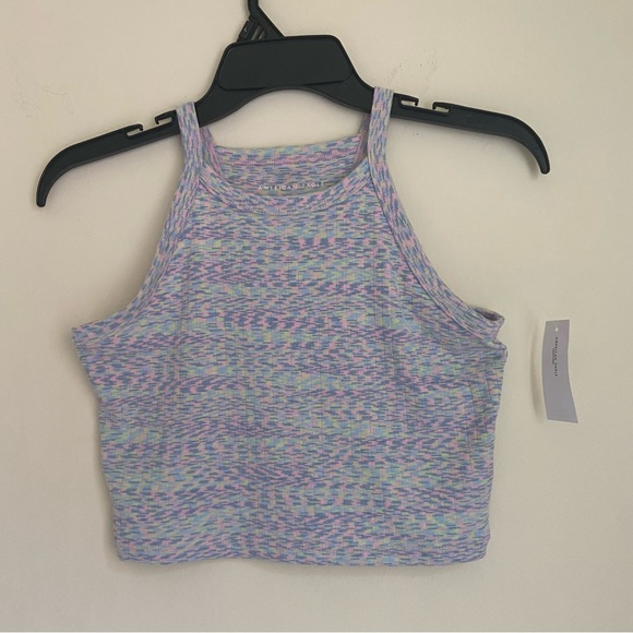 American Eagle Outfitters Tops - NWT American Eagle Large Pastel Multicolored High-Neck Cropped Tank